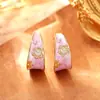 Pendientes de Flor con Esmalte de Goteo Borgoña Estilo Retro de Alta Gama Estilo Hong Kong Pendientes de Anillo en C de Circonita Aguja de Plata S925 Pendientes Estilo Hong Kong