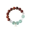 Pulsera de Fluorita Verde Combinada con Sándalo Verde, Sándalo Dorado y Ciprés de Acantilado Envejecido, Joyería Artesanal de Diseño Original Estilo Chino Fresco y Sencillo