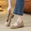 Zapatos Mary Jane planos de tamaño pequeño, 7 cm de altura, con detalles de flor de camelia, bailarinas rosas con tiras cruzadas y tacones altos de plataforma para mujer