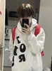 Sudadera con capucha de forro polar, estampado de letras estilo americano, tendencia Otoño e Invierno, para el campus, unisex, moderna y elegante