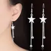 Pendientes de lujo de plata pura con diseño de estrella, elegantes y audaces, estrella de cinco puntas, pendientes de borla de longitud media de moda para mujer