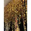 Fundo de Cortina de Fio com Lantejoulas para Casamento Suporte Fio Prata Dourado Pérola Cortina de Porta Cortina Suspensa Espelho Decoração de Teto de Casamento Adereços