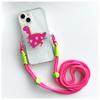 Clip trasero para teléfono móvil con diseño de dinosaurio de color, bandolera con cordón de color en contraste, antipérdida, extraíble, resistente, duradero, portátil, universal