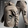 Conjunto de Ropa de Trabajo Camuflada de Moda para Hombre de Primavera y Otoño, Chaqueta Resistente para Senderismo y Pesca al Aire Libre para Jóvenes