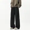 Calça de Moletom Esportiva Outono Estilo Americano Calça Reta Engrossada Marca Tendência Peso Pesado Caimento Masculina High Street Lâmina Curva Casual Solta