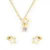 Pendientes de Estrella de Diamante Flash Calados de Diseño Europeo y Americano Cadena para Clavícula Colgante Conjunto de Collar y Pendientes de Estilo Frío Simple para Mujeres