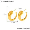 Moda europea y americana C-shaped aretes geométricos de cuerno huecos estilo ins viento frío material de cobre chapado en oro de 18k aretes de moda