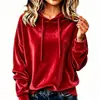 Otoño/Invierno 2026 Transfronterizo Europa América Amazon Nuevo Sudadera con Cordón Terciopelo Coreano Color Sólido Manga Larga Top Ropa de Mujer