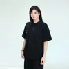 Camisa Polo Preta Pesada de Verão, Unissex, Toque Fresco, Caimento Solto, Camiseta Juvenil de Manga Curta