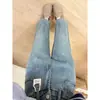 Tianyi Corner 2026 Primavera/Verano 18222 Nuevos Jeans Rectos Finos con Pedrería Hot-Fix Forma de Meteoro para Niñas Talla Mediana/Grande Padre-Hijo