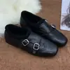 Couro Bovino Dividido ~ [Com Veludo Dupla Fivela] Sapatilhas Estilo Barroco Retrô Britânico Sapatos Mocassins de Couro Pequenos com Fivela de Metal