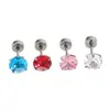 Brincos Redondos Coloridos de Zircônia com Parafuso Estilo Europeu e Americano, Tarraxas de Osso da Orelha em Aço Inoxidável, Joias para Piercing, Tarraxas de Osso da Orelha Unissex, Tarraxas Cocleares