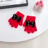 Lindos Guantes de Invierno Peludos Cálidos y Resistentes al Frío a Prueba de Viento para Estudiantes, Ciclismo, de Cinco Dedos, con Lazo, de Felpa y Tejidos para Mujeres