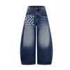 Jia Yi Ku Marca de Moda 2026 Nuevos Pantalones Curvos Estilo Americano Jeans Sueltos Retro con Diseño de Estrella, Pantalones de Pierna Ancha Únicos y Geniales
