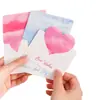 Tarjeta de Saludo Plegable de San Valentín con Acuarela en Forma de Corazón, Tarjeta de Mensaje de Cumpleaños con Bloques de Color, Tarjeta de Bendición Universal para Regalo de Vacaciones