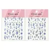 Lindo Estilo Chinês Porcelana Azul e Branca Estampagem a Quente Unhas Douradas Adesivos Atacado Floral Em relevo Flores 3D Estampagem a Quente Unhas Prateadas Adesivos