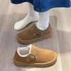 Botas de neve de peça única com sola de couro, de calçar, forradas com fleece, sapatos de algodão espessos para mulheres, novos sapatos de inverno Birkenstock 2026, sapatos de dirigir