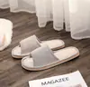 Pantuflas de Casa de Estilo Nuevo para Mujer Verano Hogar Interior Cuatro Estaciones Algodón Lino Lino Pantuflas de Piso Verano para Hombre