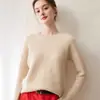 Suéter de tricô gola redonda estilo preguiçoso de cashmere feminino solto 100% cashmere manga longa de tricô