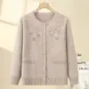 Ropa de otoño para mujeres mayores, estilo abuela de mediana edad y mayor, suéter de punto casual, prenda interior, top cárdigan para madre mayor