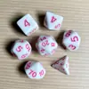 Juego de Dados Poliedros D&D con Patrón de Mármol, Color Mixto Transparente D4D6D8D10D12D20 Caras, Coc, Juego de Mesa, Juego de Siete Piezas