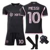 Conjunto de camiseta de visitante de Miami n.° 10 Messi de la Major League Soccer, uniforme de equipo para niños, talla 23-24
