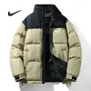 Chaqueta de algodón con bloques de color y cuello alto, nuevo estilo de invierno para hombre, marca de moda, corte holgado, engrosada para abrigar, abrigo de algodón casual de alta gama