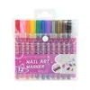 Marcador de Arte para Uñas de Venta Caliente Transfronterizo DIY Secado Rápido Impermeable Bolígrafo de Graffiti para Uñas de 12 Colores 0.7 mm