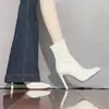 Elegantes y versátiles botines beige de tacón alto para mujer, perfectos para el trabajo, nueva colección 2026, sexys botines elásticos de punta estilo francés