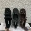 Zapatos de ballet de lunares estilo coreano para mujer 2026, Zapatos planos con tira de lazo estilo francés, Zapatos poco profundos de satén con borde rizado
