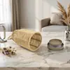 Pantalla de lámpara tejida a mano, ratán de imitación, estilo retro Zen, adecuada para salas de té, casas de huéspedes y decoración del hogar; lámpara colgante alimentada por energía solar