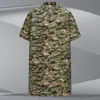 Jaleco Azul de Manga Curta Roupas de Trabalho Camufladas Roupas de Proteção do Trabalho Roupas à Prova de Poeira para Oficina Resistente a Manchas Jaleco Longo Roupas para Manuseio em Fábrica de Criação