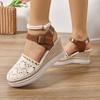 Sandalias de cuña casuales para mujer, estilo nuevo primavera-verano 2025, Baotou, huecas, transpirables, con tira de una línea, ropa exterior, transfronterizas