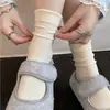 Calcetines grises de algodón puro para mujer, calcetines finos de media pantorrilla para verano, calcetines de color liso para primavera y otoño, calcetines de maternidad sin costuras 100% algodón