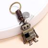 Llavero de Cuero Vacuno de Robot Tejido Retro Casual y Personalizado Móvil de Mano y Pie Colgante Creativo para Bolso de Niña