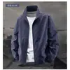 Chaquetas de Moda para Hombre de Cuello Alto de Color Sólido, Holgadas, para Exteriores, de Secado Rápido, Tendencia Juvenil, Primavera y Otoño 2025