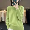 Suéter de cuello medio para mujer, simple, color liso, tejido de primavera, básico, holgado, casual, para ir al trabajo, jersey de lana completo