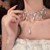 Nova Elegante Imitação de Pérola Oca Borboleta Zircon Borla Empilhado Colar Design Feminino Nicho High-end Clavícula Cadeia