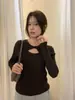 Top de punto de manga larga estilo coreano IMISS con diseño de nudo para mujer, nueva colección otoño 2026, corte ajustado, favorecedor y versátil