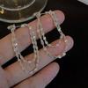 Aretes Minimalistas de Cadena de Doble Capa Más Vendidos Blancos Combinan con Todo Largo Medio Aretes de Dos Usos Delanteros y Traseros para Aretes Nicho de Mujer