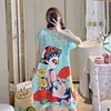 Pijama de verano para mujer de talla grande, diseño de dibujos animados lindo, para damas de talla grande, vestido camisón de seda de leche para el hogar, venta al por mayor