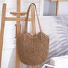 Bolsa de Palha Trançada Estilo Coreano, Grande Capacidade, Cor Sólida, Bolsa de Ombro Feminina, Férias na Praia, Bolsa Tote para o Dia a Dia, Bolsa de Palha Trançada, em Estoque