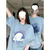 Algodón Puro Peinado con Tejido Denso Camisetas Únicas a Juego para Parejas, Camisetas de Manga Corta de Verano, Tops de Algodón Puro Tendencia Nicho