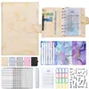 Carpeta A6 Transfronteriza Libro de Presupuesto Cuaderno de Mármol Carpeta de Cuero PU Tarjeta de Presupuesto en Efectivo Libro Mayor de Mano