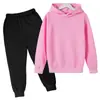 Novo Conjunto de Roupas Infantis Moletom Liso Forrado com Fleece Outono 2023 Estilo Coreano Moda Conjunto de Roupas Infantis Moletom com Capuz Diretamente da Fábrica