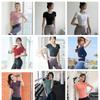 Ropa de yoga de manga corta delgada de secado rápido camiseta simple corte ajustado para principiantes top deportivo ropa de fitness para mujer media manga verano