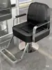Silla de salón de peluquería para cortar, rizar y peinar, diseño popular, estilo guerrero negro, altura ajustable, giratoria y reclinable, adecuada para barberías