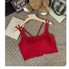 Nueva Camisola Cruzada Estilo Coreano para Mujer con Almohadilla en el Pecho, Prenda Exterior Todo en Uno, Estilo Corto, Espalda Hermosa y Pecho Envuelto, Top Básico para Mujer