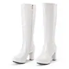 Botas largas de mujer transfronterizas, punta redonda, tacón grueso, tacón ultraligero, plataforma impermeable, cremallera lateral, color caramelo, botas hasta la rodilla, no botas largas hasta la rodilla