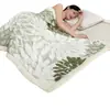 Manta Chal Jacquard Catiónico Engrosado Floreado Manta para Siesta en la Oficina Capa con Guantes con Capucha Capa de Otoño e Invierno
